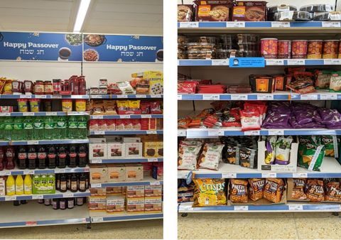 Artigos para Pessach em supermercado de Londres.