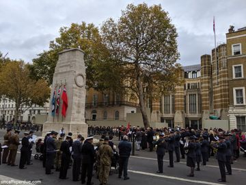The Cenotaph - Whitehall. Cenotaph são espécies de memoriais. O The Cenotaph homenageia os mortos da Commonwealth nas duas Grandes Guerras e britânicos em conflitos posteriores.