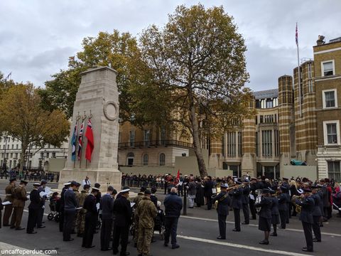 The Cenotaph - Whitehall. Cenotaph são espécies de memoriais. O The Cenotaph homenageia os mortos da Commonwealth nas duas Grandes Guerras e britânicos em conflitos posteriores.
