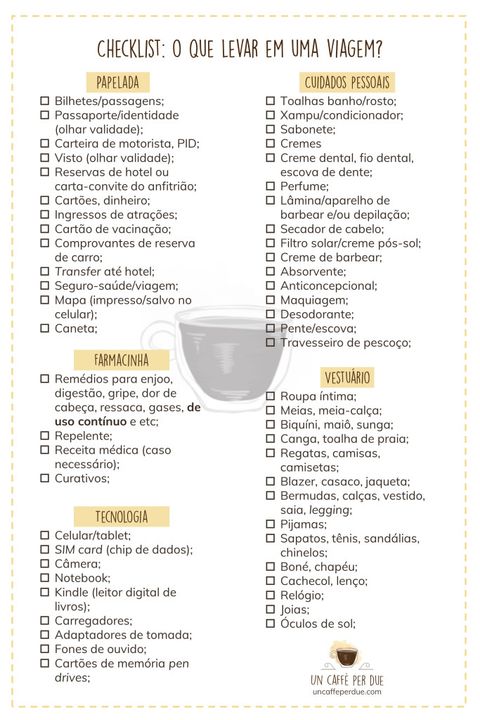 Checklist de viagem: o que levar?